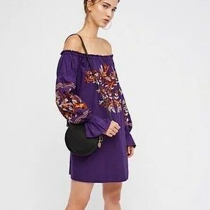 Free people Fleur Du Jour Embroidered Purple Mini Boho Cotton Dress XS